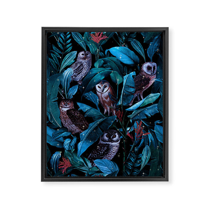 Owl and Leaf Garden Framed Canvas Print Gallery Image 1
