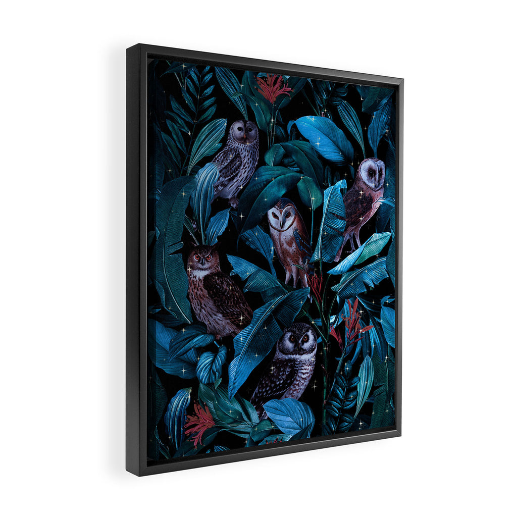 Owl and Leaf Garden Framed Canvas Print Gallery Image 2