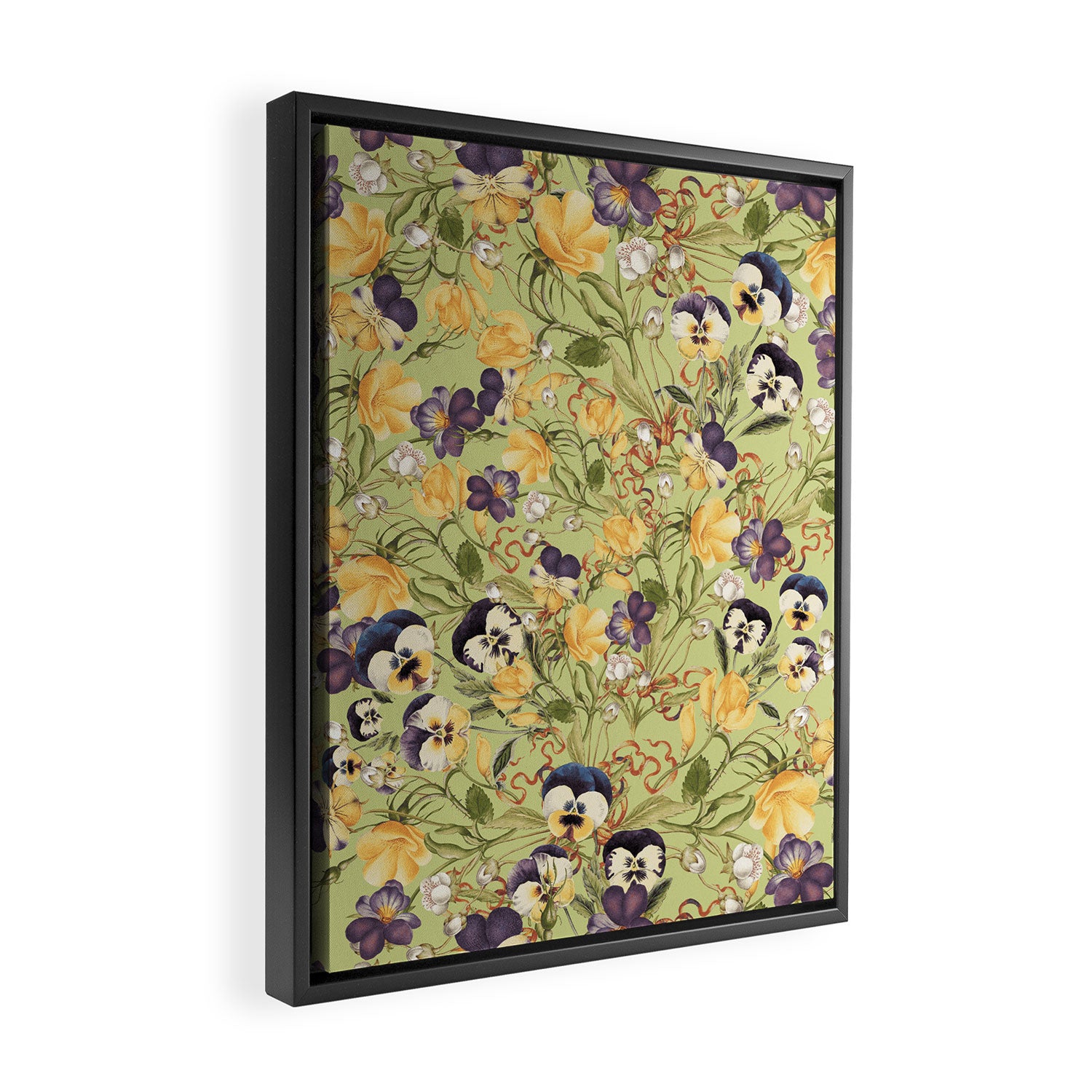 Pansy Floral Pattern Framed Canvas Print Gallery Image 2