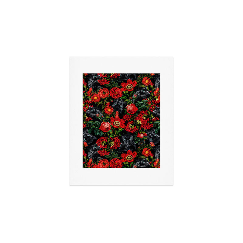 Panther and Floral Pattern XO Art Print Gallery Image 1