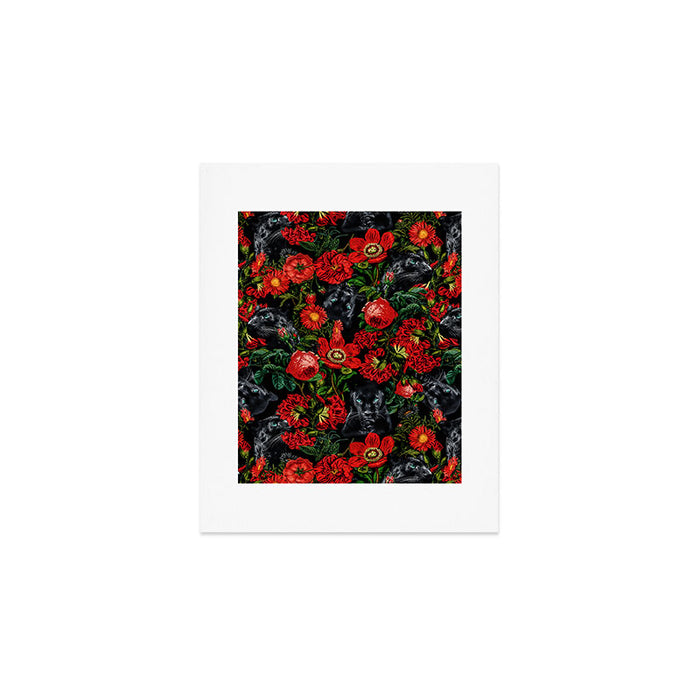 Panther and Floral Pattern XO Art Print Gallery Image 1