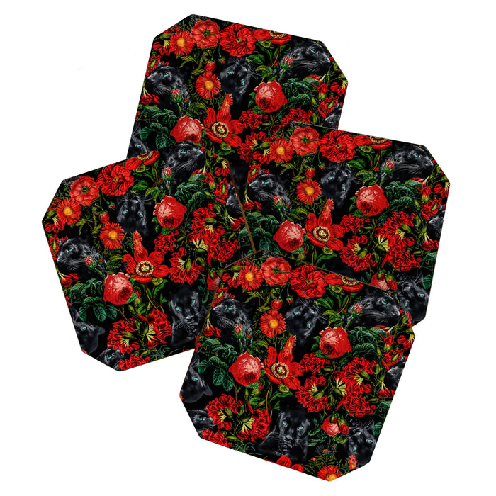 Panther and Floral Pattern XO Coaster Gallery Image 1