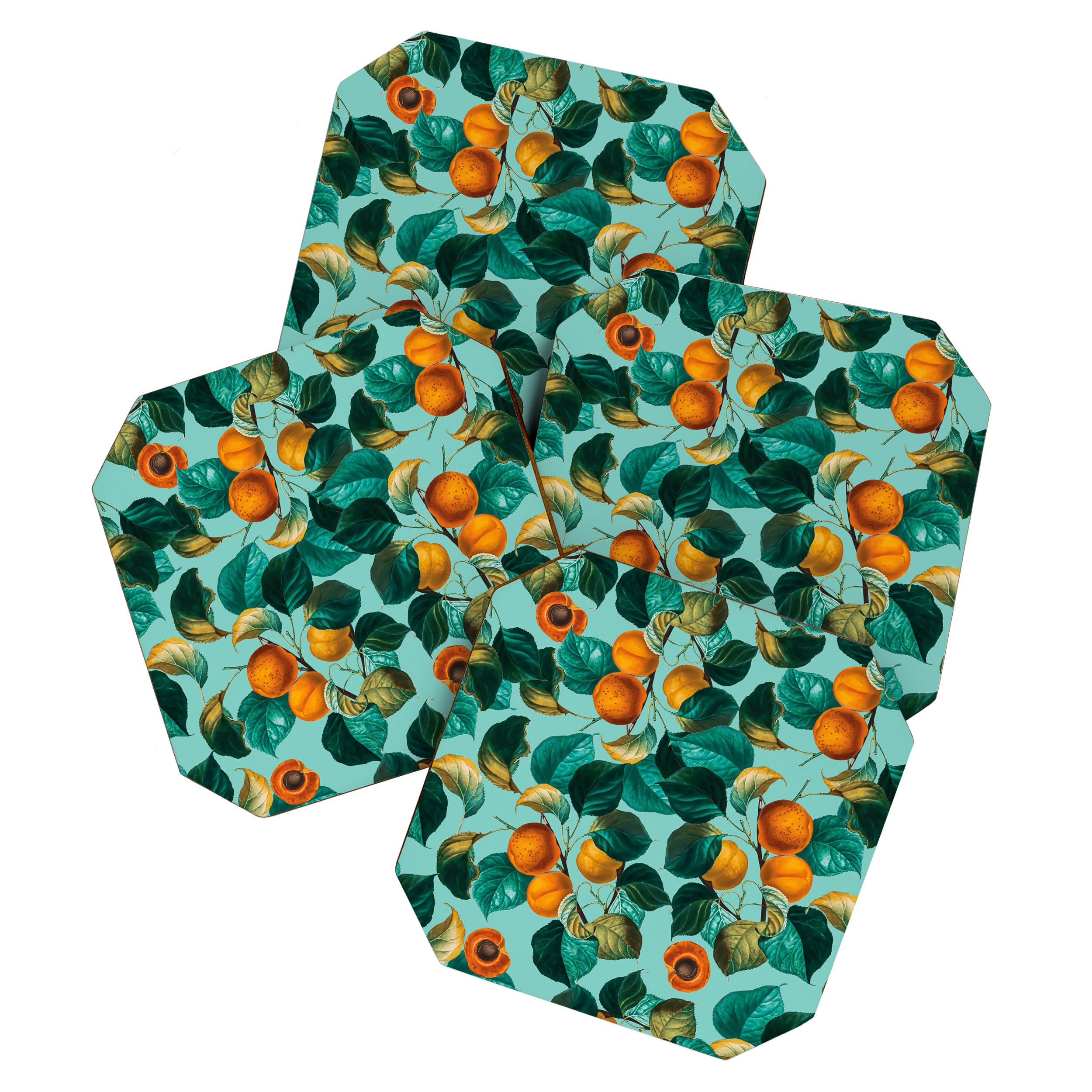 Peach and Leaf Pattern Coaster Gallery Image 1