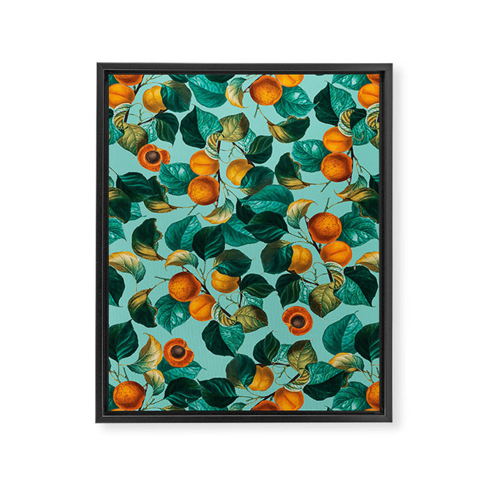 Peach and Leaf Pattern Framed Canvas Print Gallery Image 1