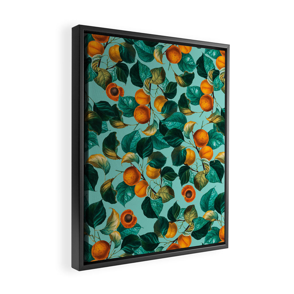 Peach and Leaf Pattern Framed Canvas Print Gallery Image 2