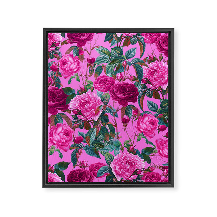  Pink Floral Garden Framed Canvas Print Gallery Image 1