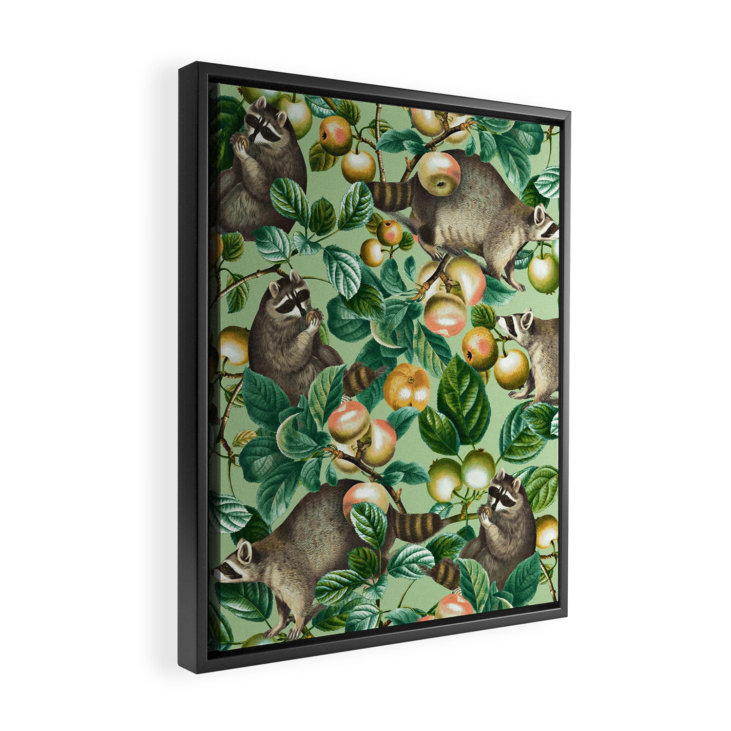 RACCOON AND FRUITS Framed Canvas Print Gallery Image 2