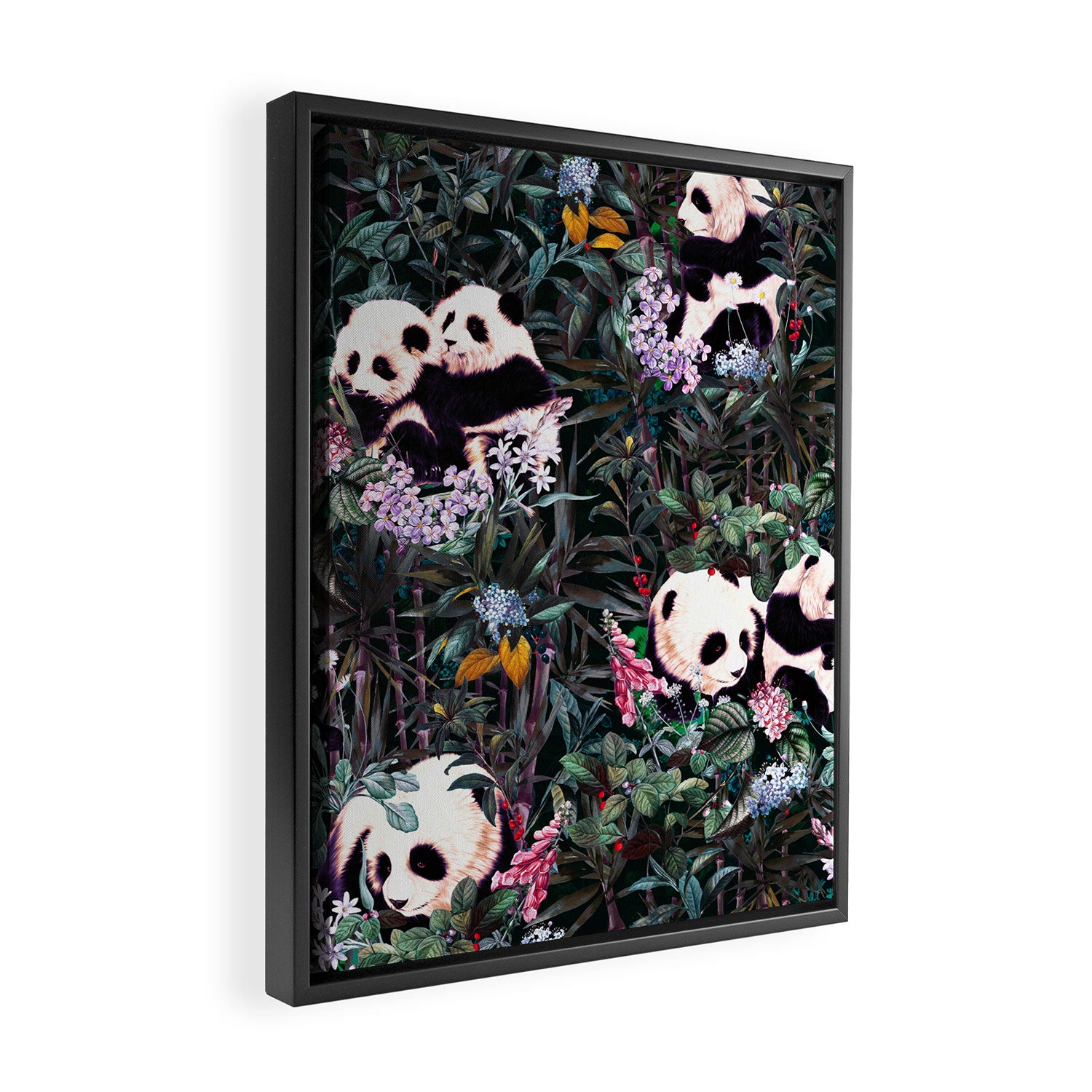 Rainforest Pandas Framed Canvas Print Gallery Image 2