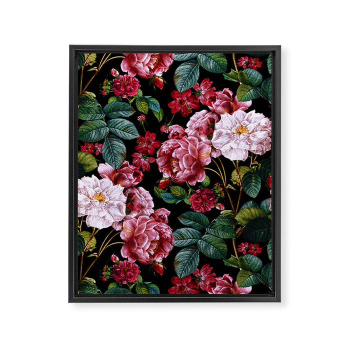 Red Floral Garden Framed Canvas Print Gallery Image 1
