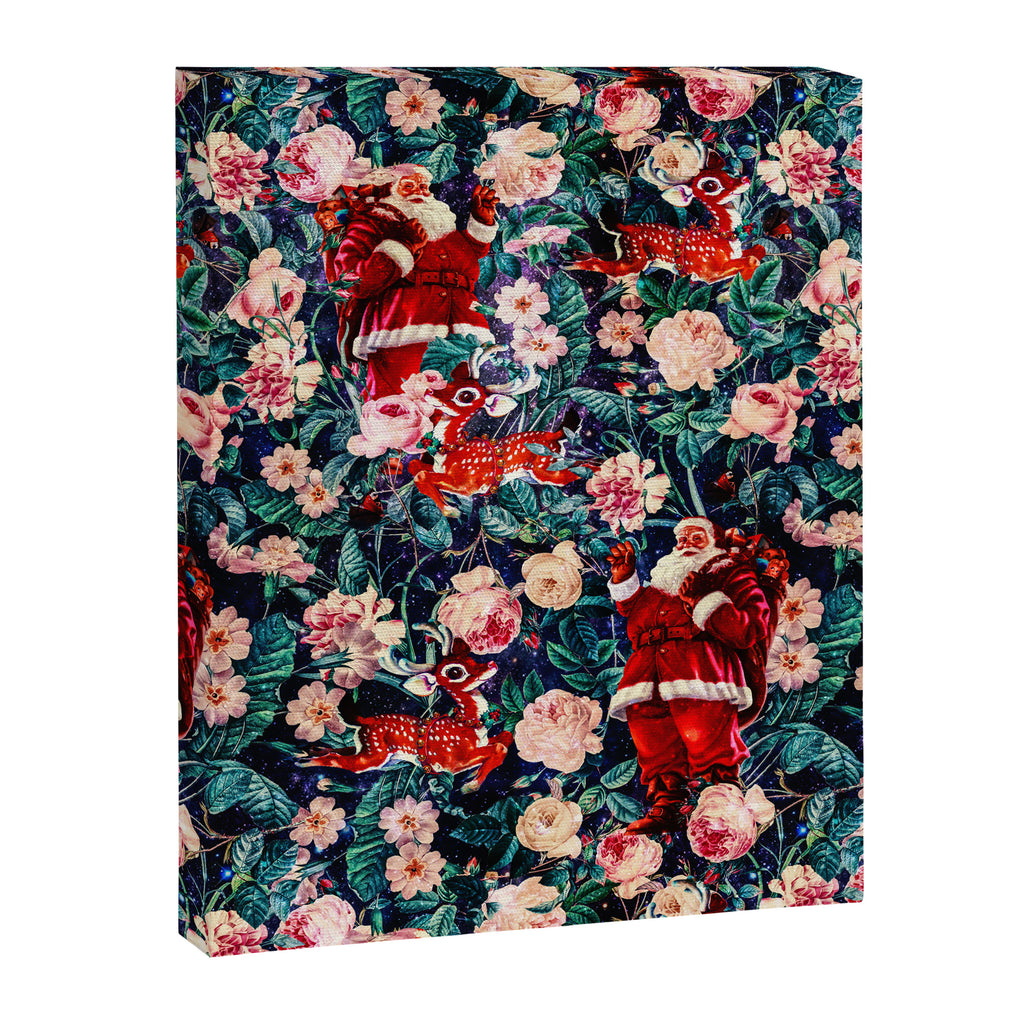 Santa Claus and Floral Pattern Canvas Print Gallery Image 6