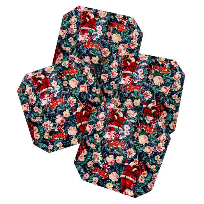 Santa Claus and Floral Pattern Coaster Gallery Image 1
