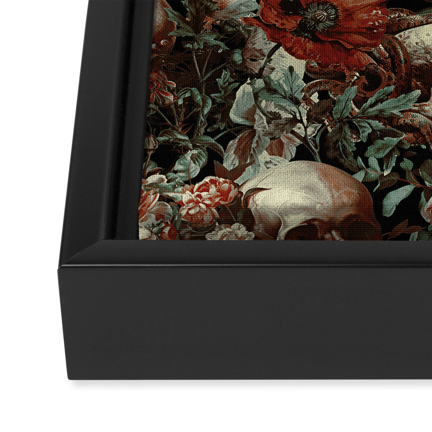 Skull and Floral Pattern Framed Canvas Print Gallery Image 3