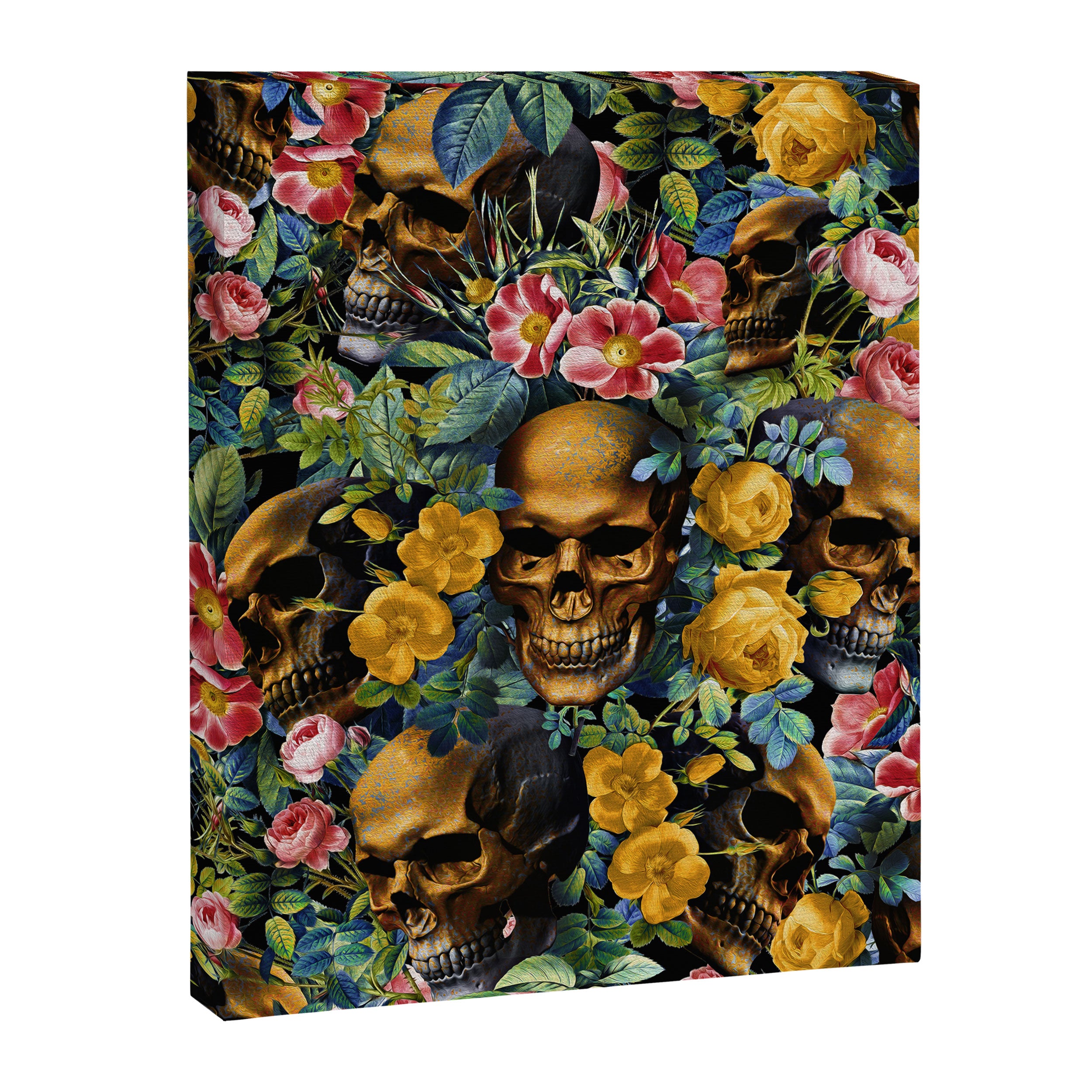 Skull and Flowers Pattern Canvas Print Gallery Image 6
