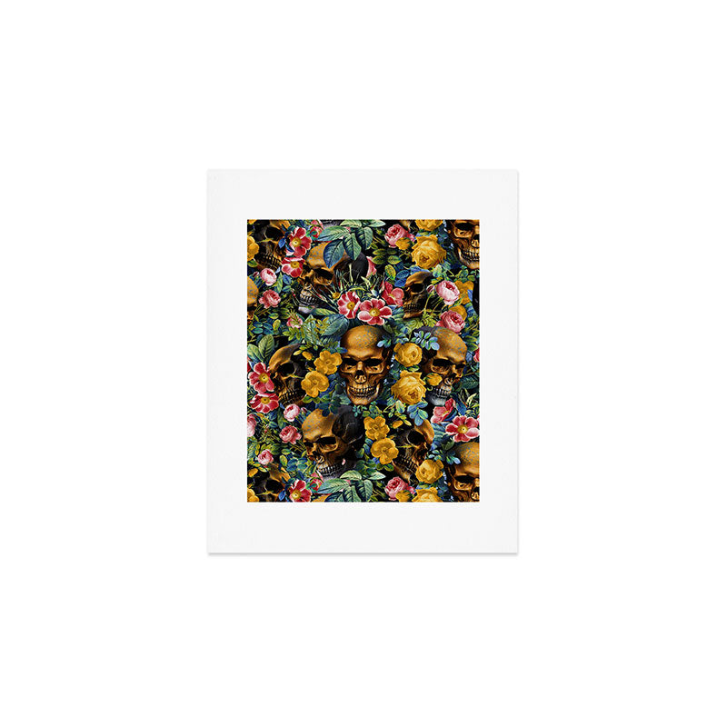 Skull and Flowers Pattern Art Print Gallery Image 1