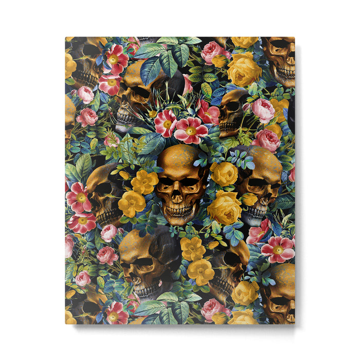Skull and Flowers Pattern Metal Print Gallery Image 1