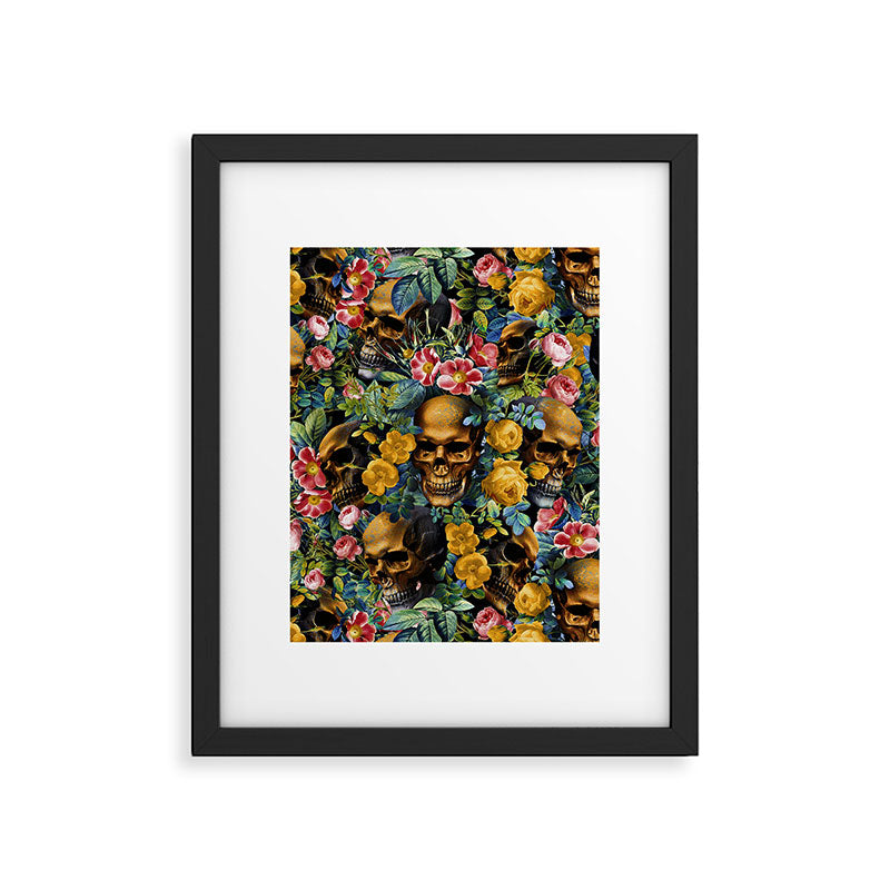 Skull and Flowers Pattern Framed Art Print Gallery Image 4