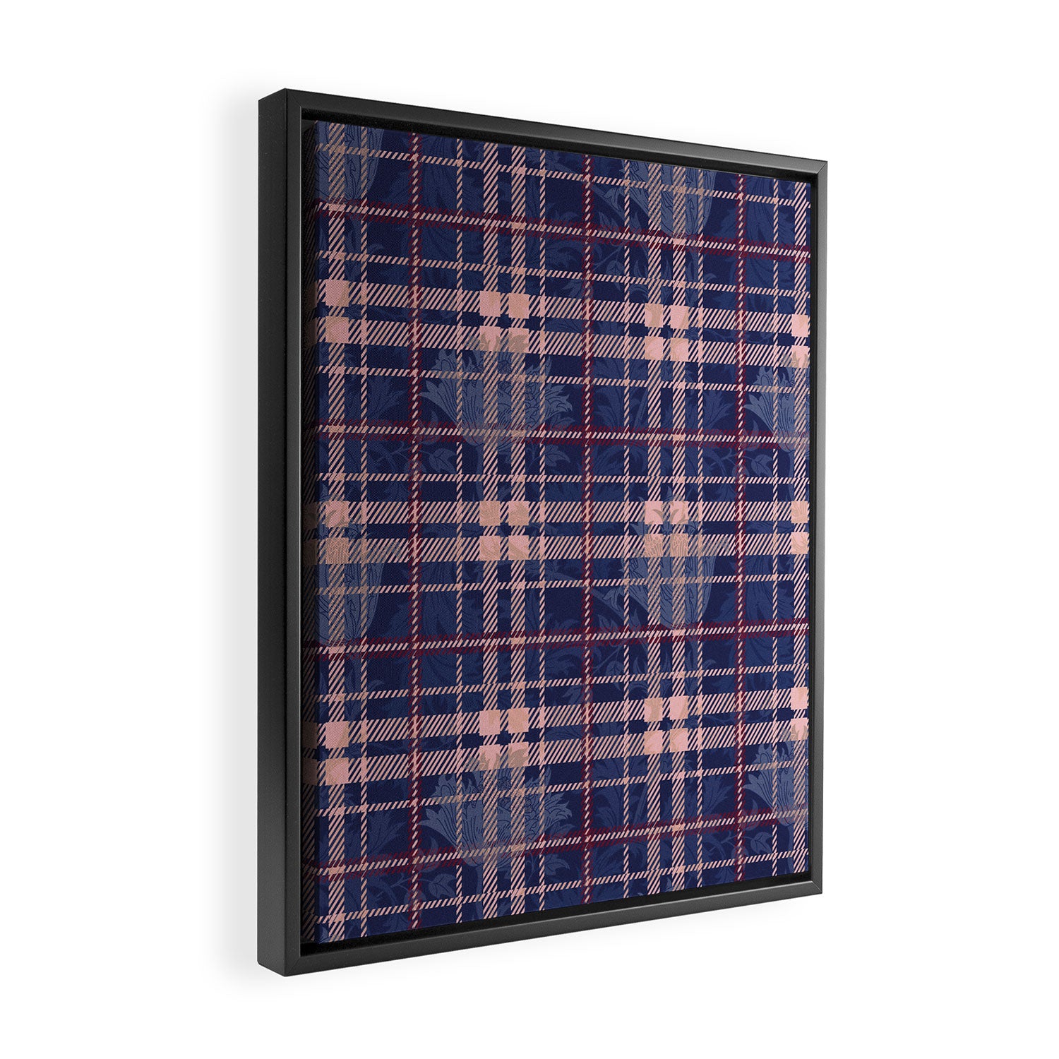 Tartan and Floral Texture Pattern Framed Canvas Print Gallery Image 2
