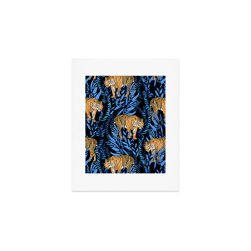 Tiger and leaf pattern Art Print Gallery Image 1