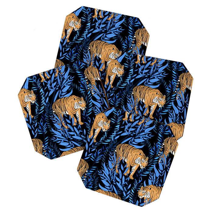 Tiger and leaf pattern Coaster Gallery Image 1