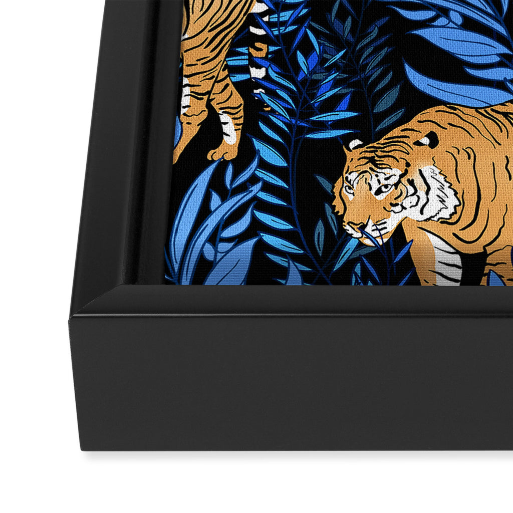 Tiger and leaf pattern Framed Canvas Print Gallery Image 3
