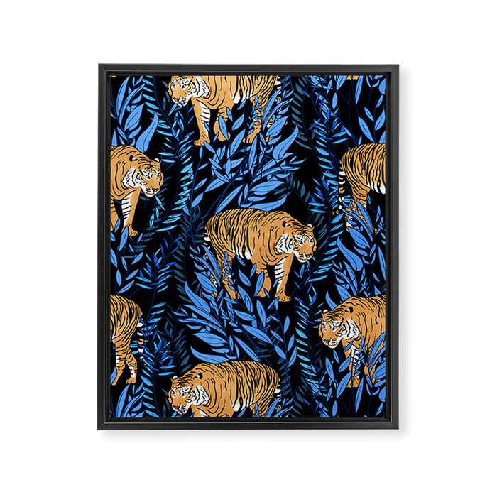 Tiger and leaf pattern Framed Canvas Print Gallery Image 1