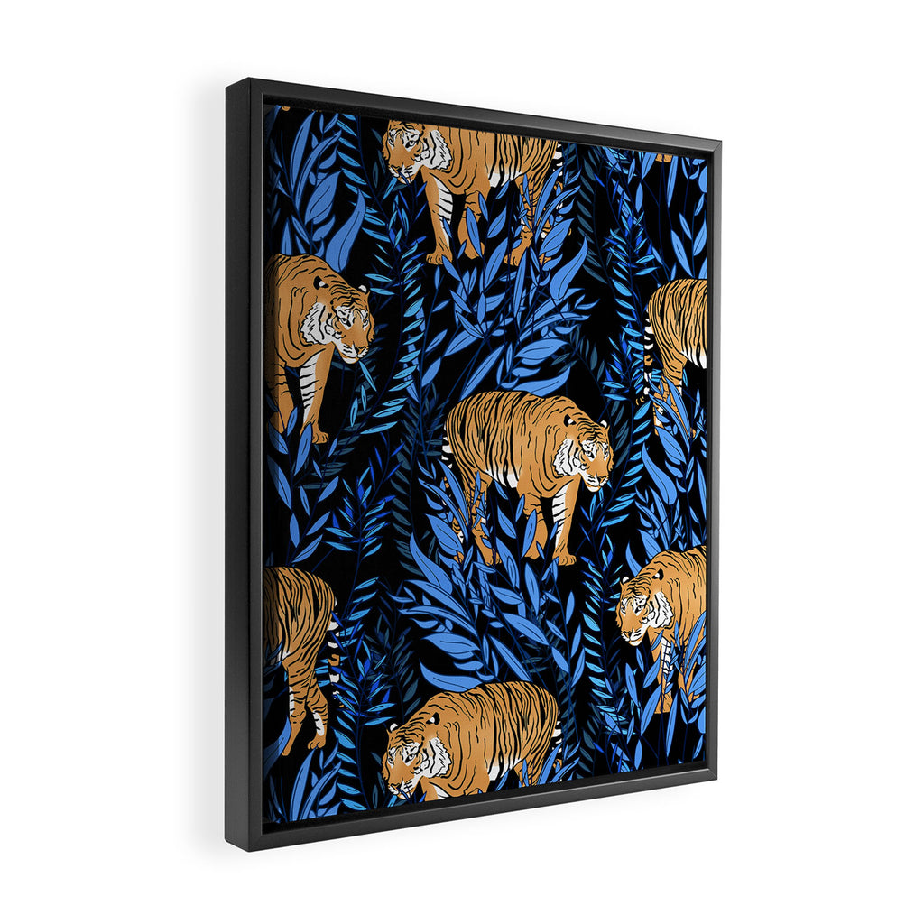 Tiger and leaf pattern Framed Canvas Print Gallery Image 2