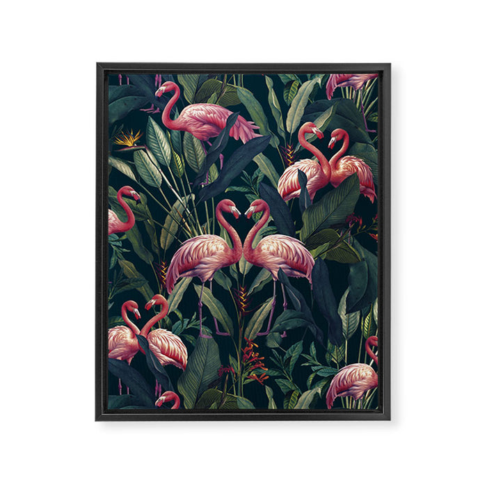 Tropical Flamingos Framed Canvas Print Gallery Image 1