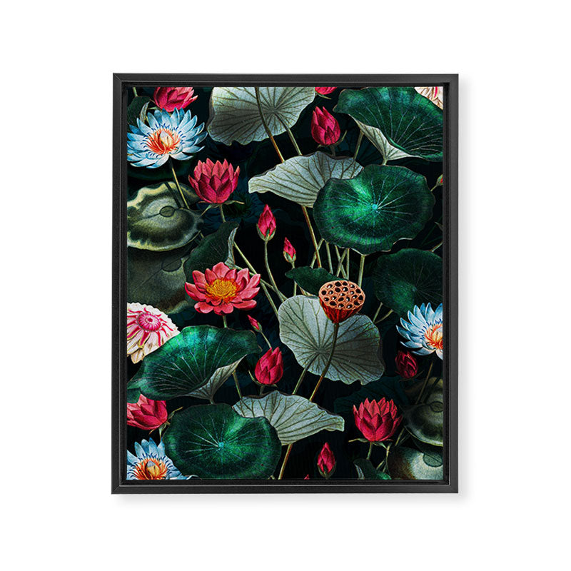 Water Lily - Night Framed Canvas Print Gallery Image 6