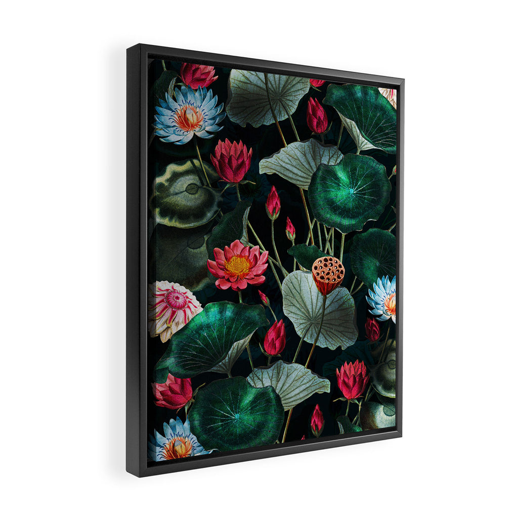 Water Lily - Night Framed Canvas Print Gallery Image 2