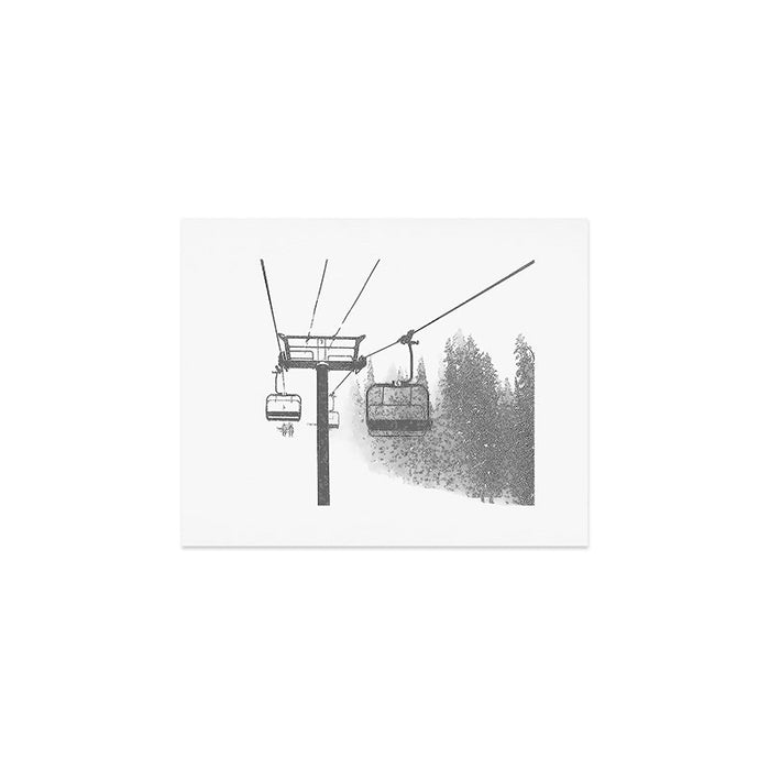 Chairlift Abyss // Black and White Chair Lift Ride to the Top Colorado Mountain Artwork Art Print Gallery Image 1