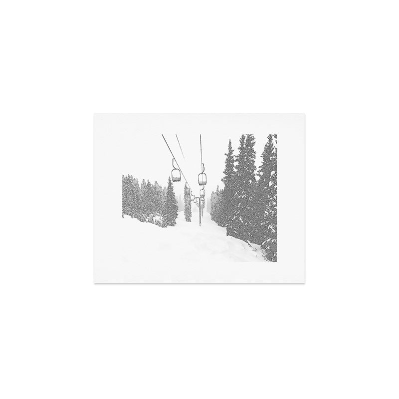Empty Chairlift // Alone on the Mountain at Copper Whiteout Conditions Foggy Snowfall Art Print Gallery Image 1