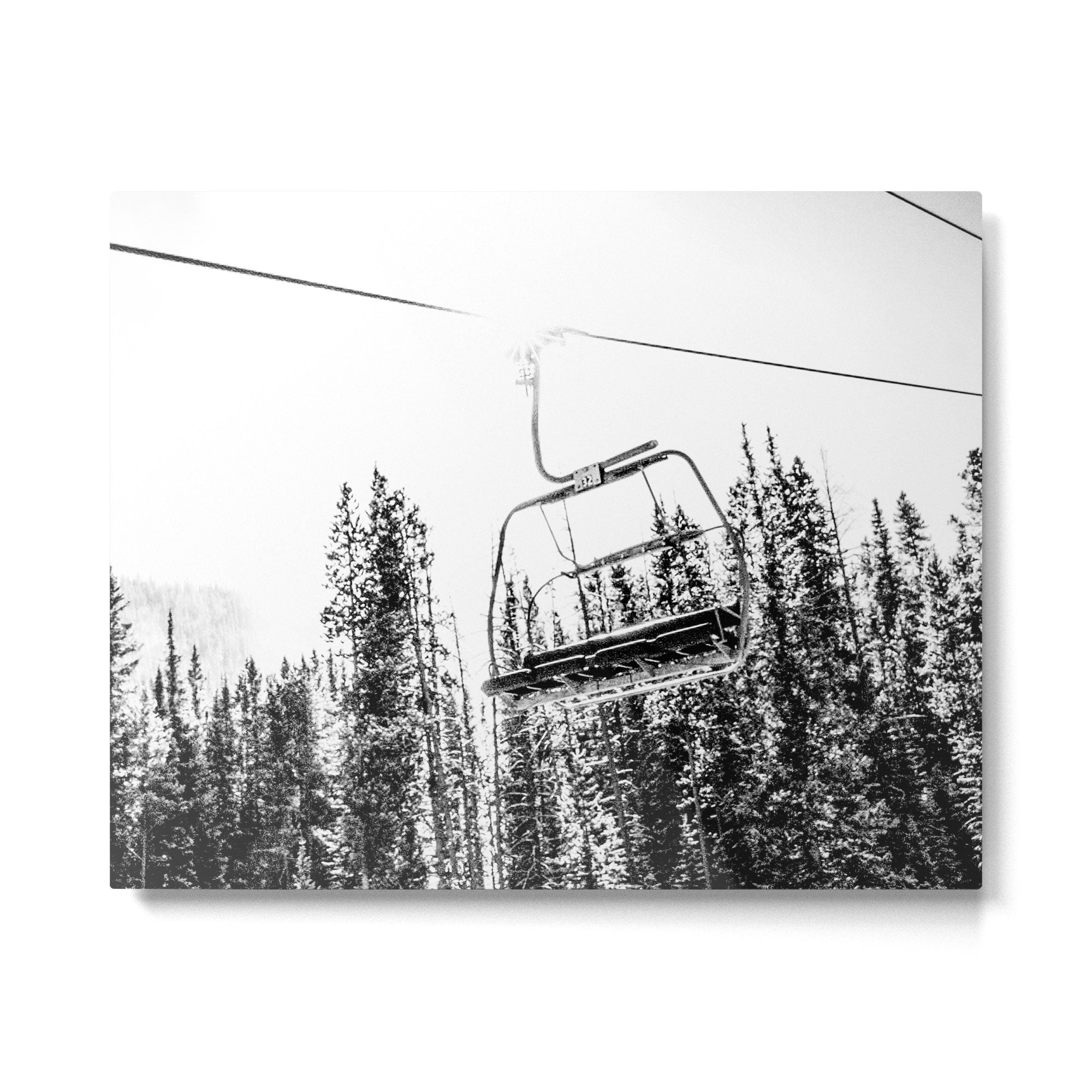 Empty Skilift // Black and White Snowboarding Dreaming of Winter Metal Print Gallery Image 4