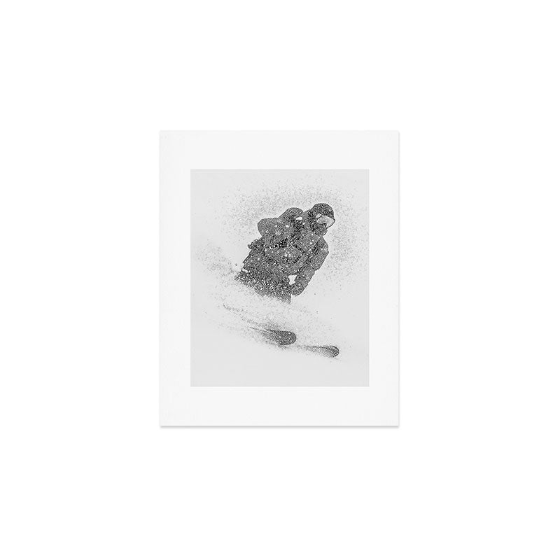 Ski Powder // Black and White Snowy Colorado Backcountry Skiing Whiteout Snowing Art Print Gallery Image 1