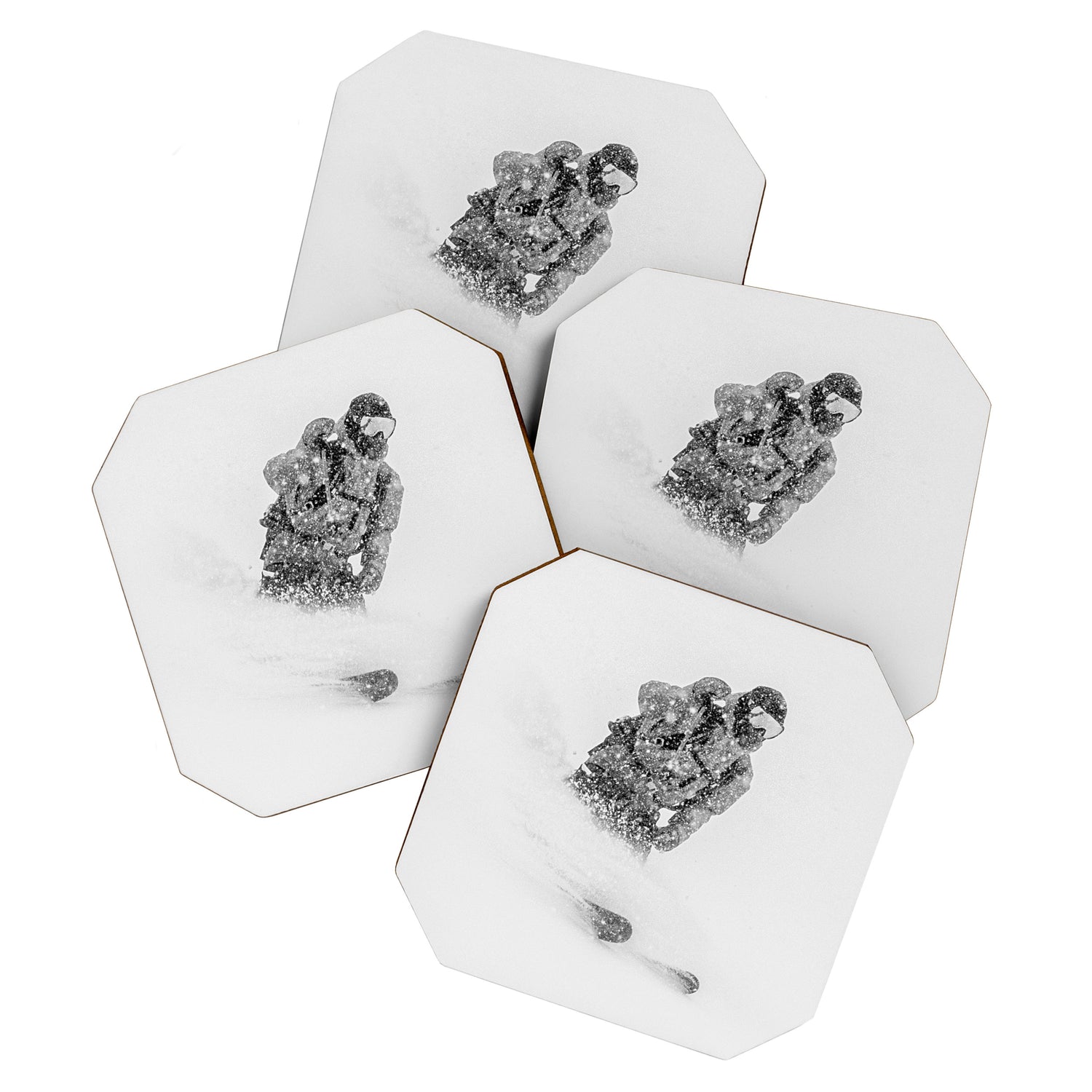 Ski Powder // Black and White Snowy Colorado Backcountry Skiing Whiteout Snowing Coaster Gallery Image 1