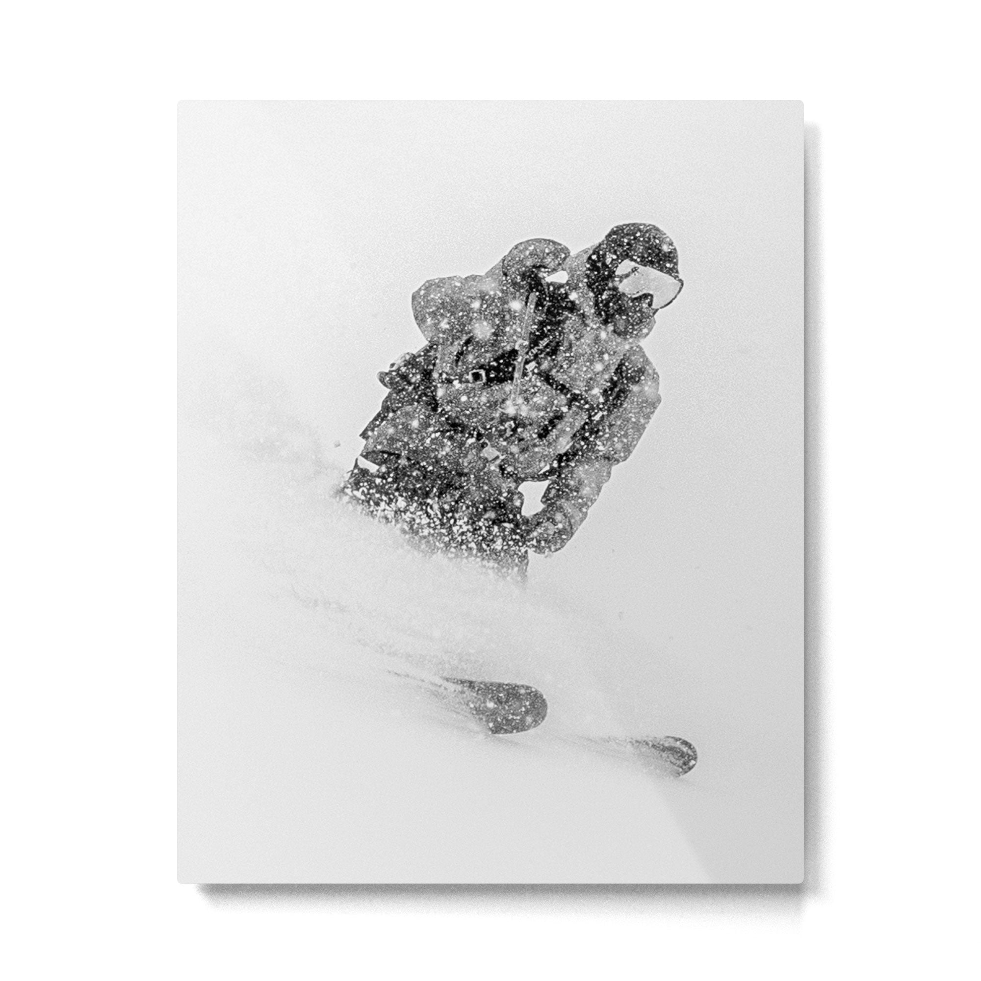 Ski Powder // Black and White Snowy Colorado Backcountry Skiing Whiteout Snowing Metal Print Gallery Image 4