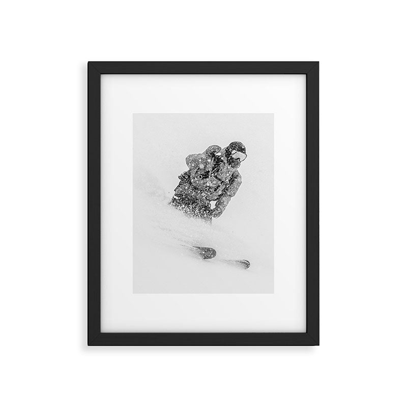 Ski Powder // Black and White Snowy Colorado Backcountry Skiing Whiteout Snowing Framed Art Print Gallery Image 5