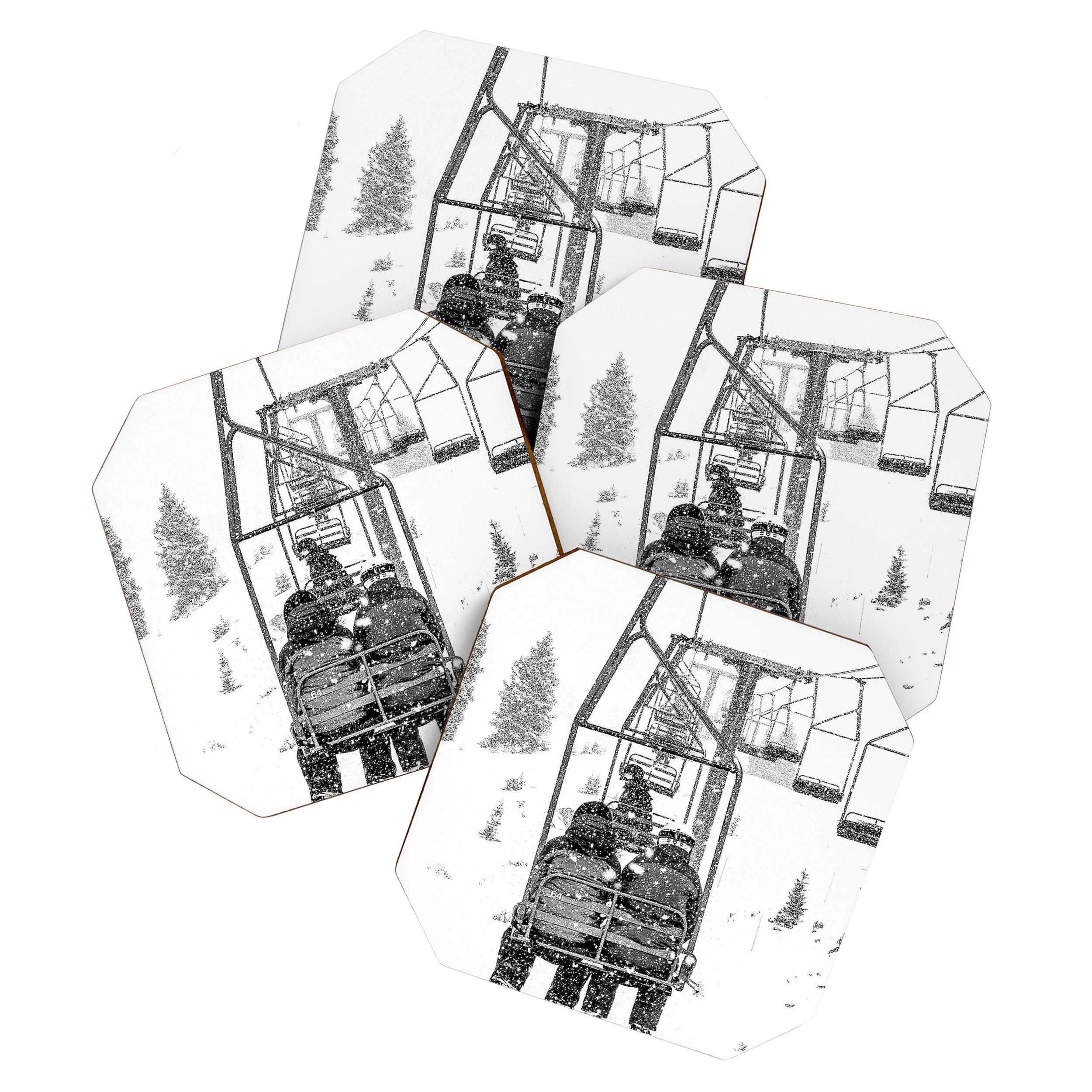 Snow Lift // Ski Chair Lift Colorado Mountains Black and White Snowboarding Vibes Photography Coaster Gallery Image 1