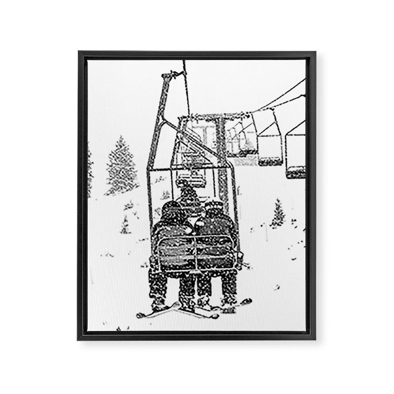 Snow Lift // Ski Chair Lift Colorado Mountains Black and White Snowboarding Vibes Photography Framed Canvas Print Gallery Image 8