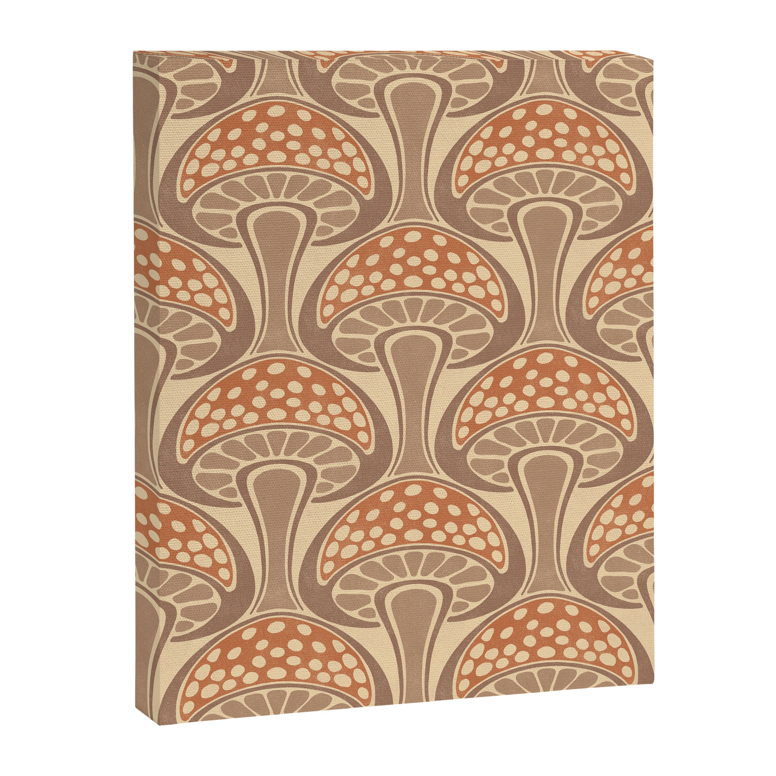 Art Nouveau Mushrooms - taupe and rust Canvas Print Gallery Image 8