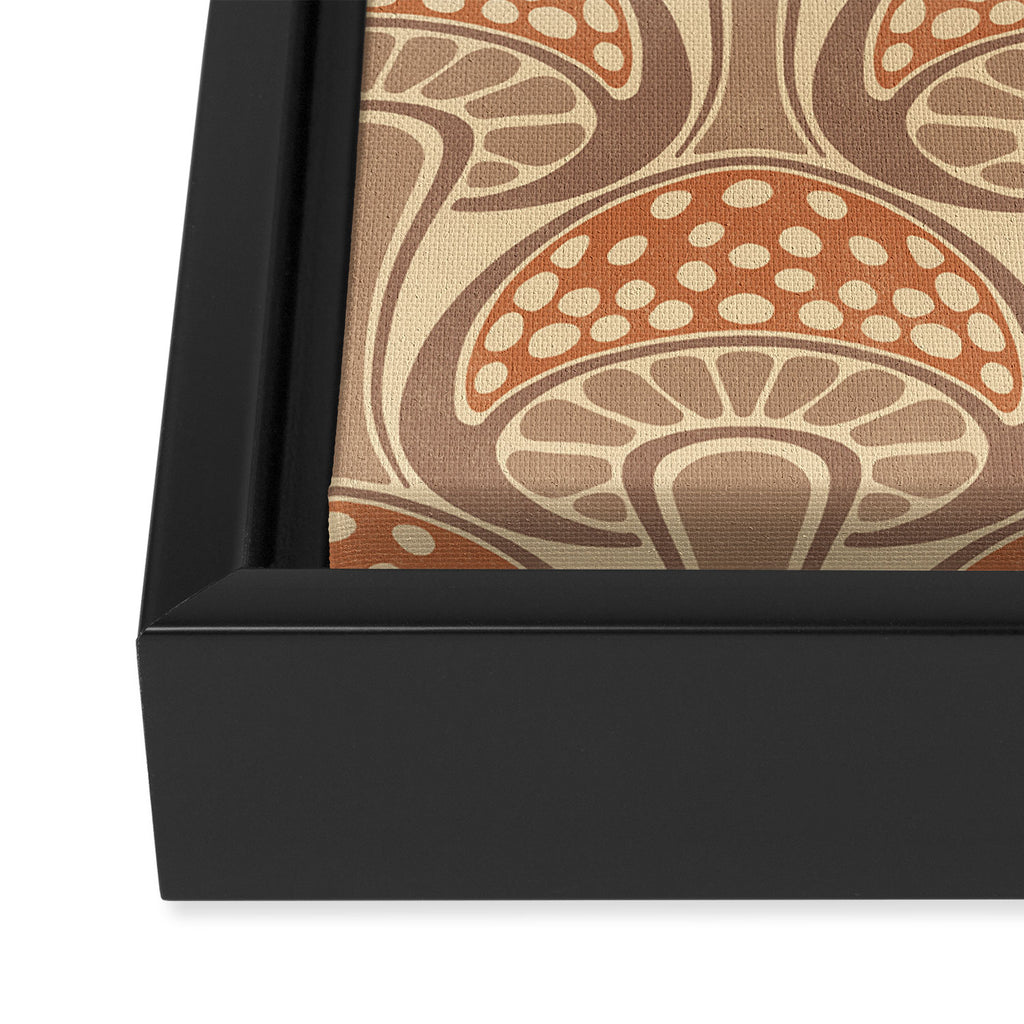 Art Nouveau Mushrooms - taupe and rust Framed Canvas Print Gallery Image 3