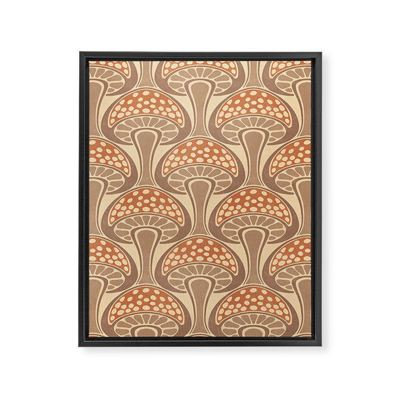 Art Nouveau Mushrooms - taupe and rust Framed Canvas Print Gallery Image 8
