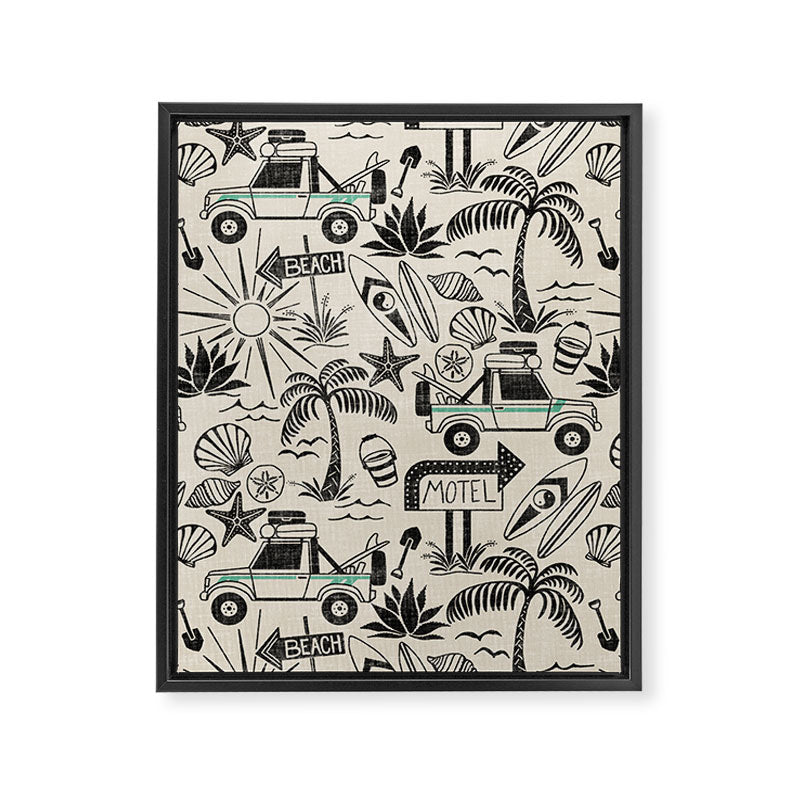 Baja - black and teal Framed Canvas Print Gallery Image 8