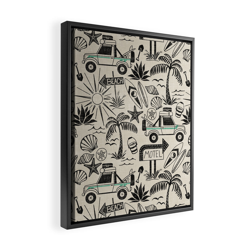 Baja - black and teal Framed Canvas Print Gallery Image 2