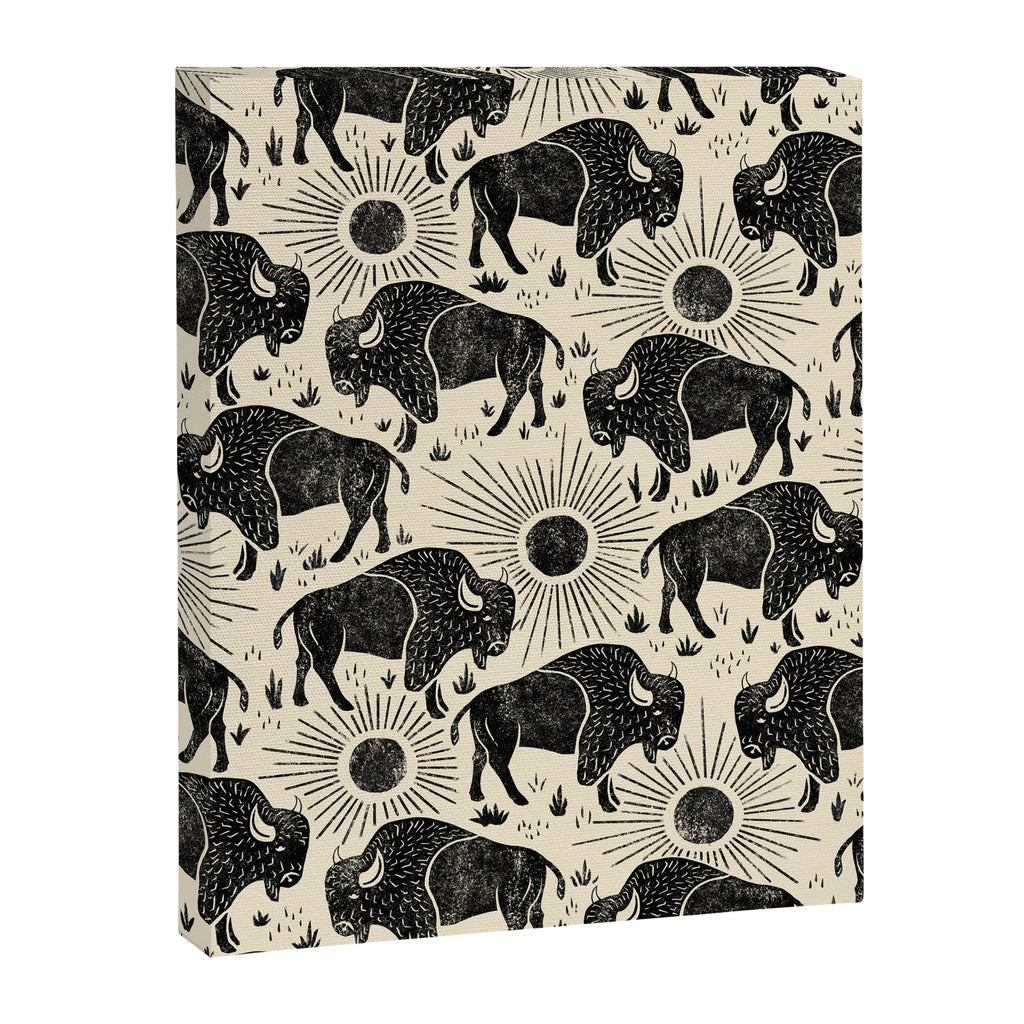 Bison - black and cream Canvas Print Gallery Image 8