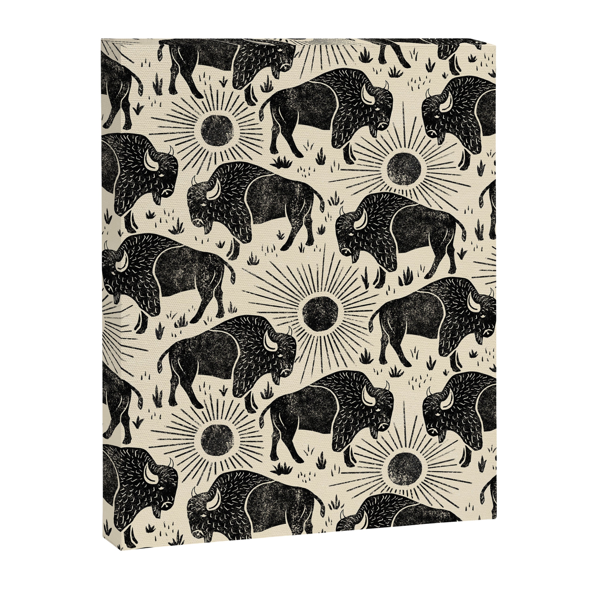 Bison - black and cream Canvas Print Gallery Image 8