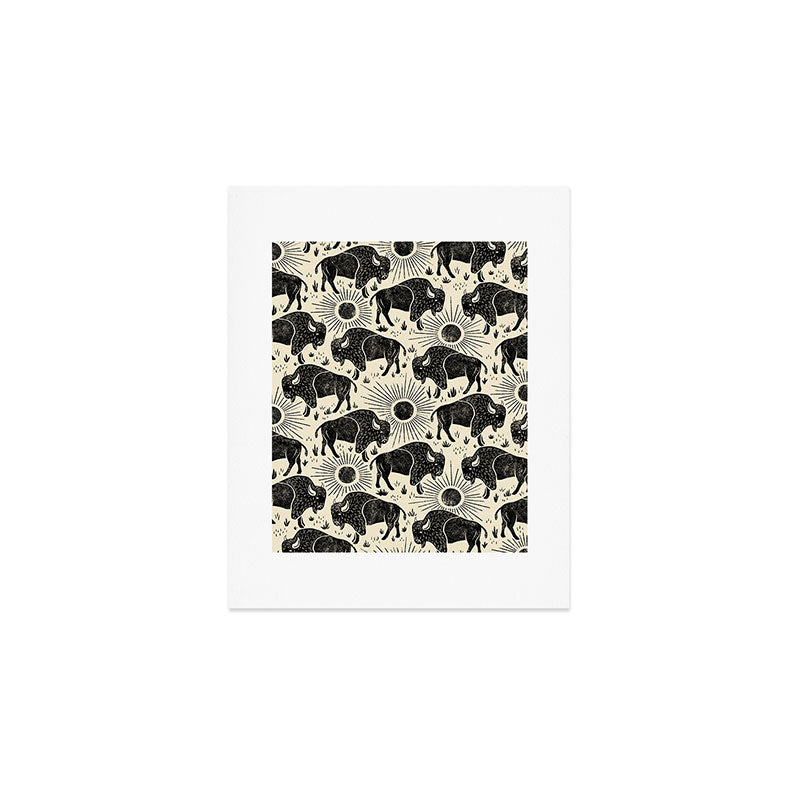Bison - black and cream Art Print Gallery Image 1