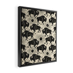 Bison - black and cream Framed Canvas Print Gallery Image 2