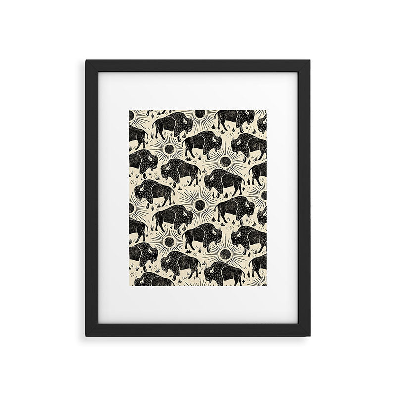 Bison - black and cream Framed Art Print Gallery Image 4
