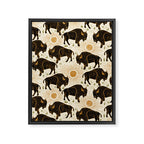 Bison - black, gold, moss green, and cream Framed Canvas Print Gallery Image 8