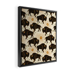 Bison - black, gold, moss green, and cream Framed Canvas Print Gallery Image 2